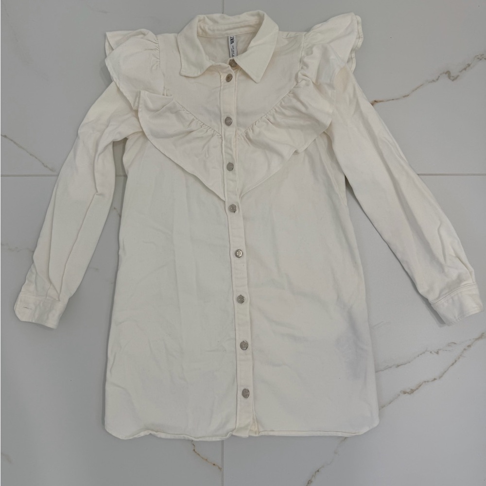 Zara Off-White Denim Dress